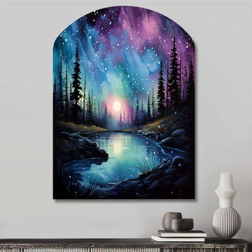 Aurora Borealis Dancing Lights VIII - Asymmetric Metal Wall Art
